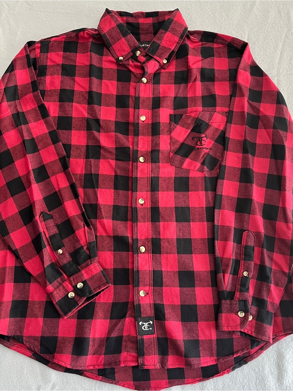 NWT True Timber Men's Red and Black Buffalo Plaid Button-Down Shirt